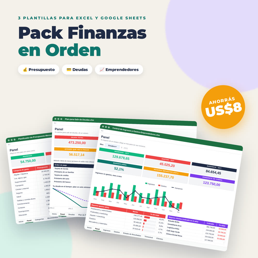 Pack Finanzas en Orden (las 3 planillas)