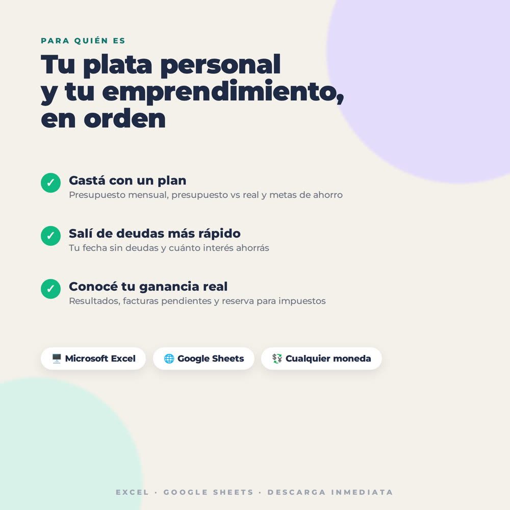 Pack Finanzas en Orden (las 3 planillas), imagen 3